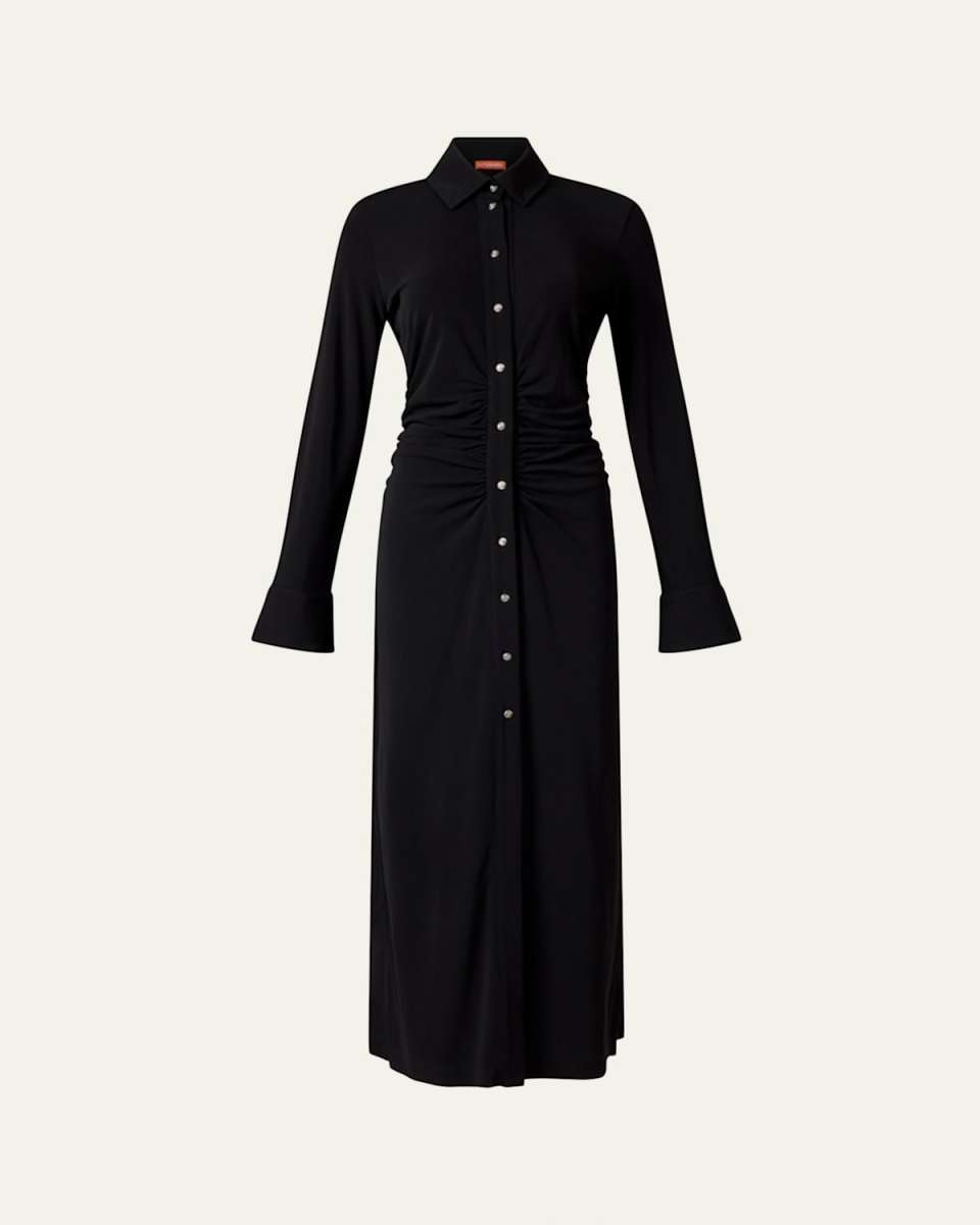 Claudia Ruched Long-Sleeve Shirtdress